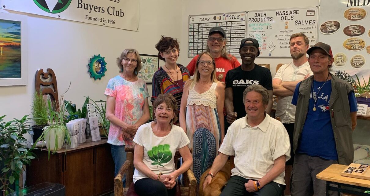 VCBC members and staff gathered inside the Victoria Cannabis Buyers Club